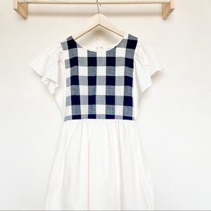 Cream and Navy Checkered Roolee Dress